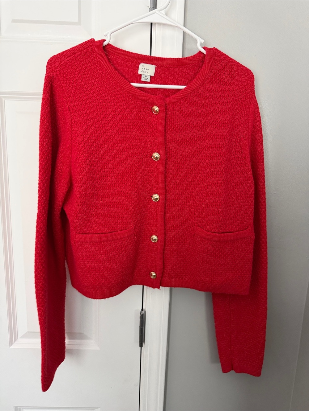 Target Red Knit Button-Front Cardigan with Gold-Tone Buttons